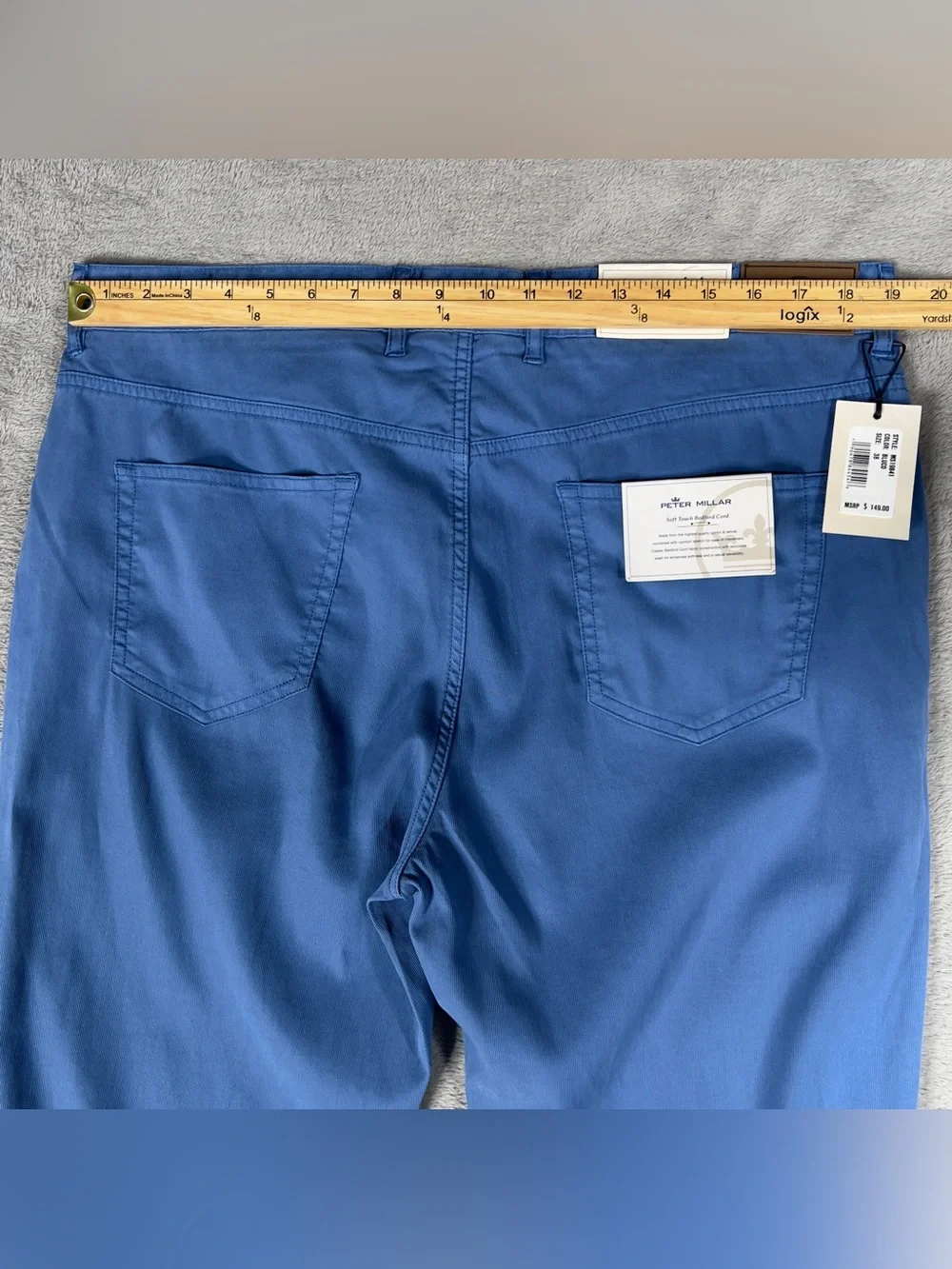 Peter Millar Soft Touch Bedford Corduroy Pants Men's 38x34 Blue Stretch Golf NWT